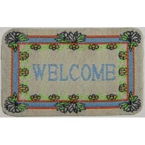 CP1201 Medium Welcome Mat / Orange with Blue Letters