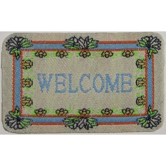 CP1202 Medium Welcome Mat / Orange with Violet Letters