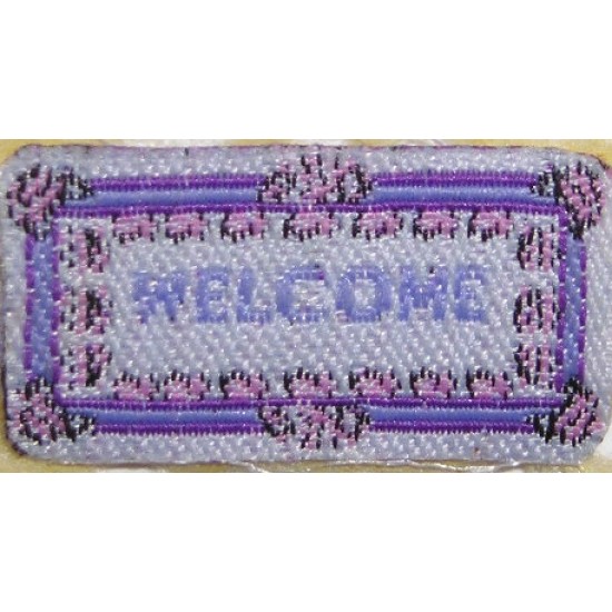 CP1152 Small Welcome Mat /  White with Violet Letters