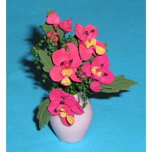 FLW008 Red Flowers in Pink Vase (1:12 scale)