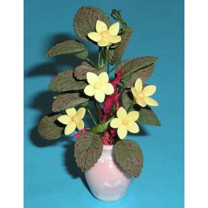 FLW009 Yellow Flowers in Pink Vase (1:12 scale)