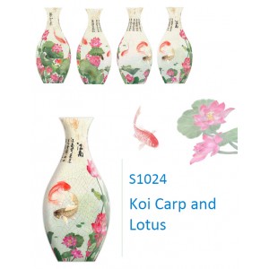3D Jigsaw Vase S1024 Koi Carp and Lotus