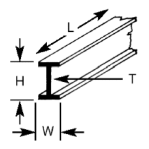 Plastruct BFS10 (4) I Beam 4.0 x 7.9 x 600mm