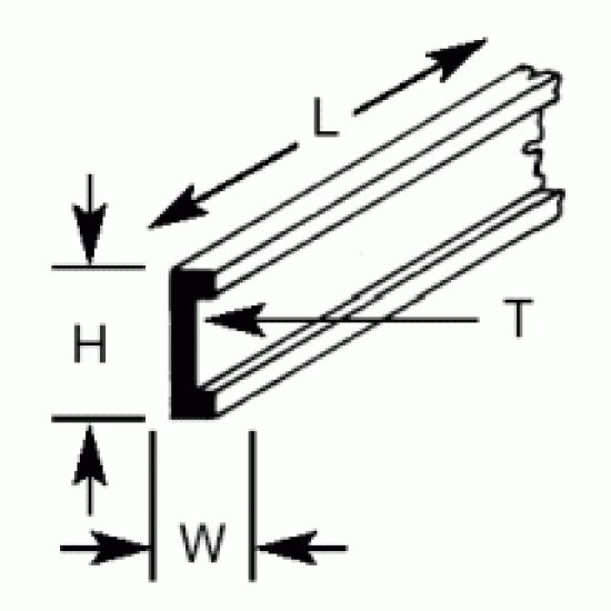 Plastruct CFS3 (10) Channel 1.0 x 2.4 x 250mm