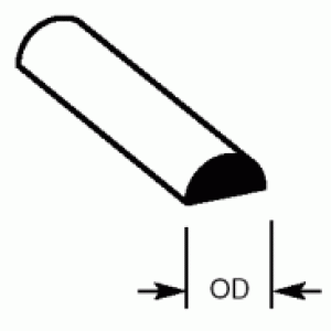 Plastruct MRH125 (5) Half Round Rod 3.2mm x 250mm