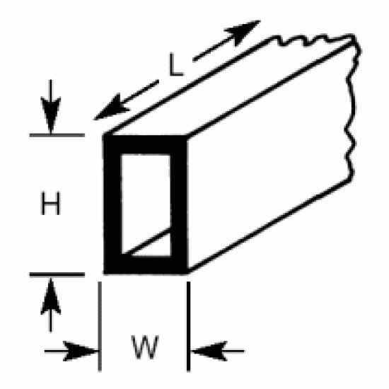 Plastruct RTFS12 (4) Rectangular Tubing 6.4 x 9.5 x 375mm