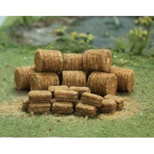 N Gauge Straw Bales 00926 (10 round / 15 rectangle)